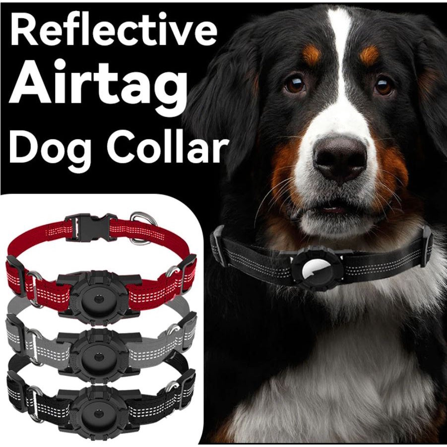 ❤️Pets Collar Holder❤️Dog accessories Air tag Dog Silicone Protective collar GPS Reflective Collar Leash